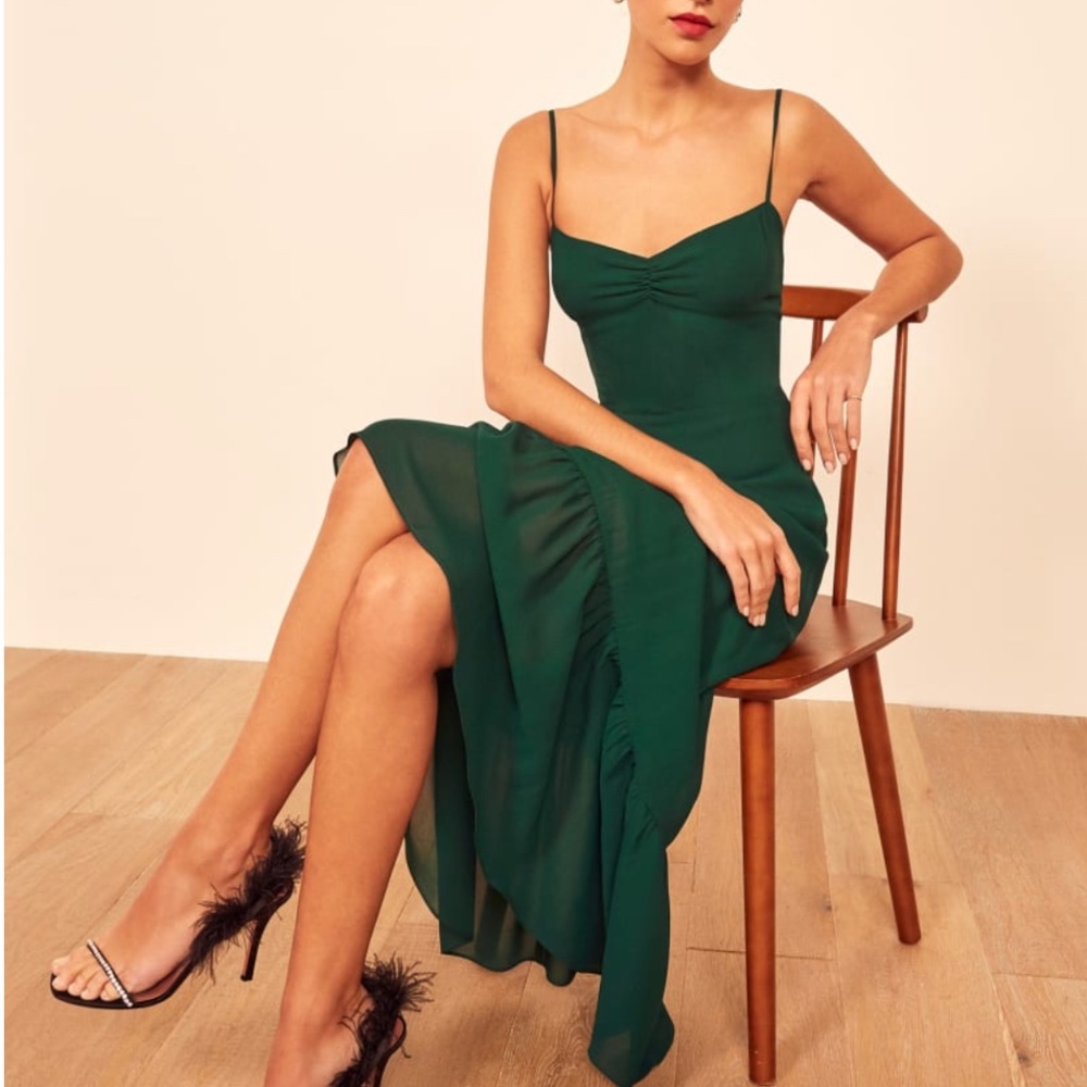 Reformation Green Midi Dress